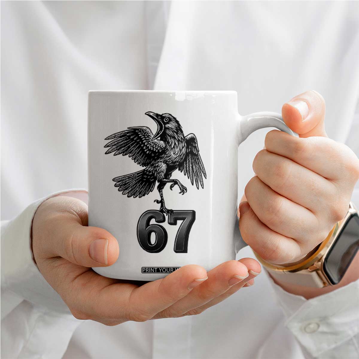Funny Raven Brainrot Six Seven Meme Gift Coffee Mug TS12 Print Your Wear