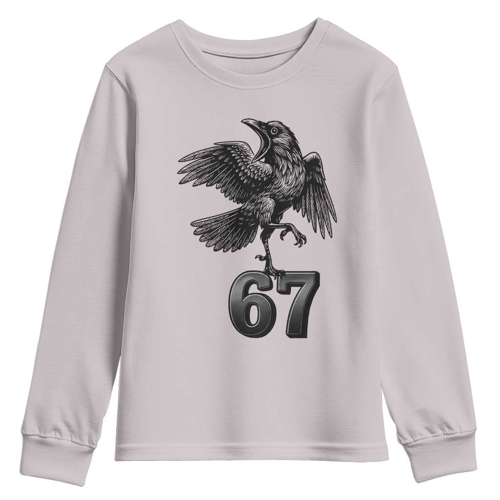 Funny Raven Brainrot Six Seven Meme Gift Youth Sweatshirt TS12 Ice Gray Print Your Wear