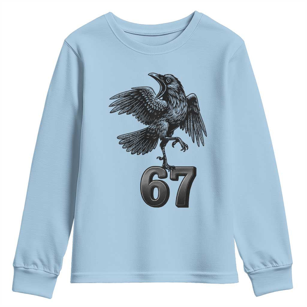 Funny Raven Brainrot Six Seven Meme Gift Youth Sweatshirt TS12 Light Blue Print Your Wear