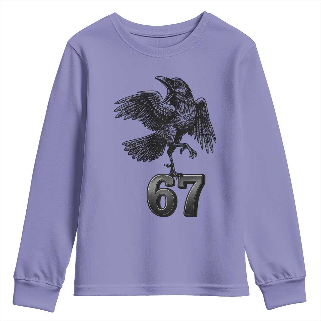 Funny Raven Brainrot Six Seven Meme Gift Youth Sweatshirt TS12 Violet Print Your Wear