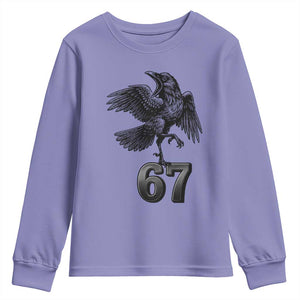 Funny Raven Brainrot Six Seven Meme Gift Youth Sweatshirt TS12 Violet Print Your Wear