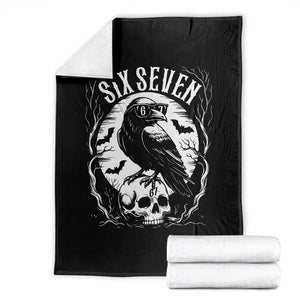Gothic Raven Brainrot Six Seven Throw Blanket Gen Z Alpha Gift TS12 Black Print Your Wear