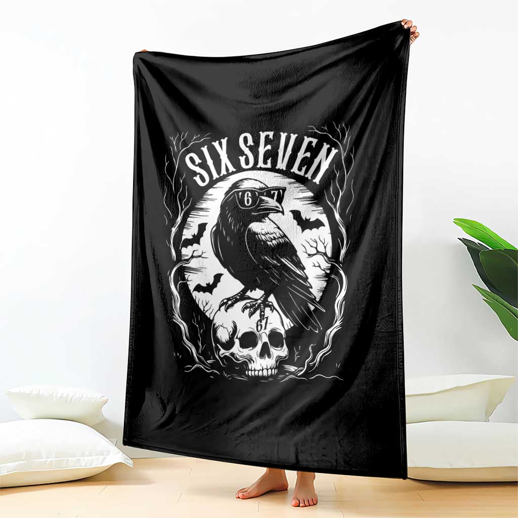 Gothic Raven Brainrot Six Seven Throw Blanket Gen Z Alpha Gift TS12 Print Your Wear