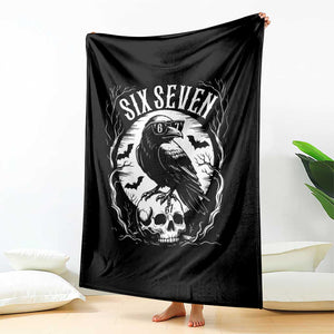 Gothic Raven Brainrot Six Seven Throw Blanket Gen Z Alpha Gift TS12 Print Your Wear
