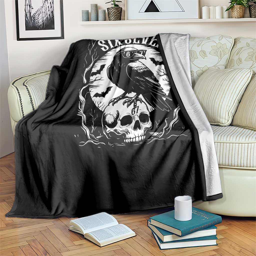 Gothic Raven Brainrot Six Seven Throw Blanket Gen Z Alpha Gift TS12 Print Your Wear