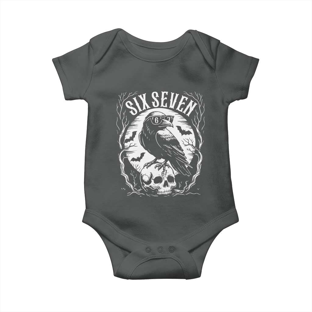 Gothic Raven Brainrot Six Seven Baby Onesie Gen Z Alpha Gift TS12 Dark Heather Print Your Wear
