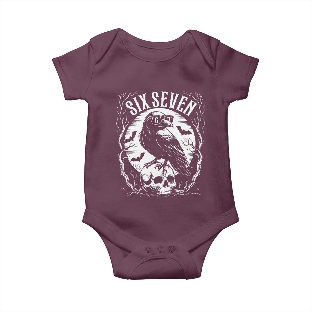 Gothic Raven Brainrot Six Seven Baby Onesie Gen Z Alpha Gift TS12 Maroon Print Your Wear
