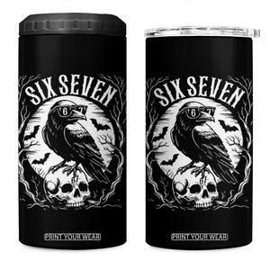 Gothic Raven Brainrot Six Seven 4 in 1 Can Cooler Tumbler Gen Z Alpha Gift TS12 One Size: 16 oz Black Print Your Wear