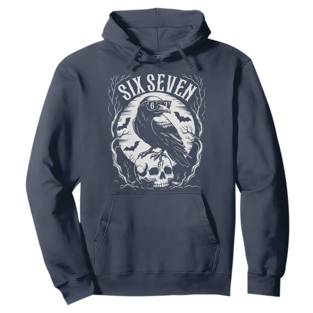 Gothic Raven Brainrot Six Seven Hoodie Gen Z Alpha Gift TS12 Navy Print Your Wear