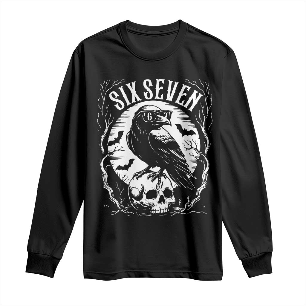 Gothic Raven Brainrot Six Seven Long Sleeve Shirt Gen Z Alpha Gift TS12 Black Print Your Wear