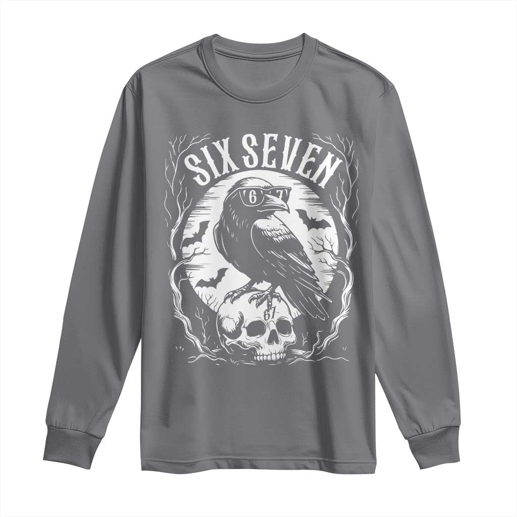 Gothic Raven Brainrot Six Seven Long Sleeve Shirt Gen Z Alpha Gift TS12 Charcoal Print Your Wear