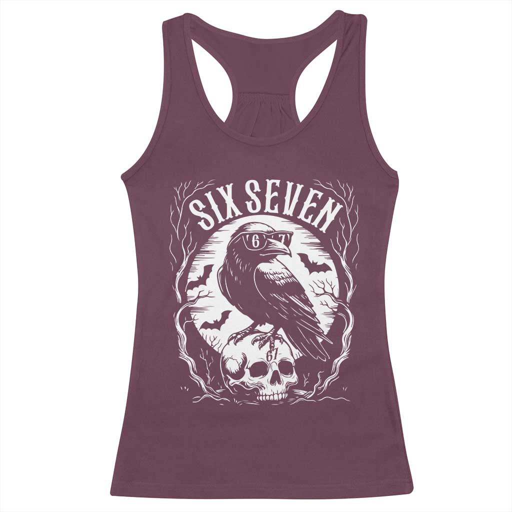Gothic Raven Brainrot Six Seven Racerback Tank Top Gen Z Alpha Gift TS12 Maroon Print Your Wear
