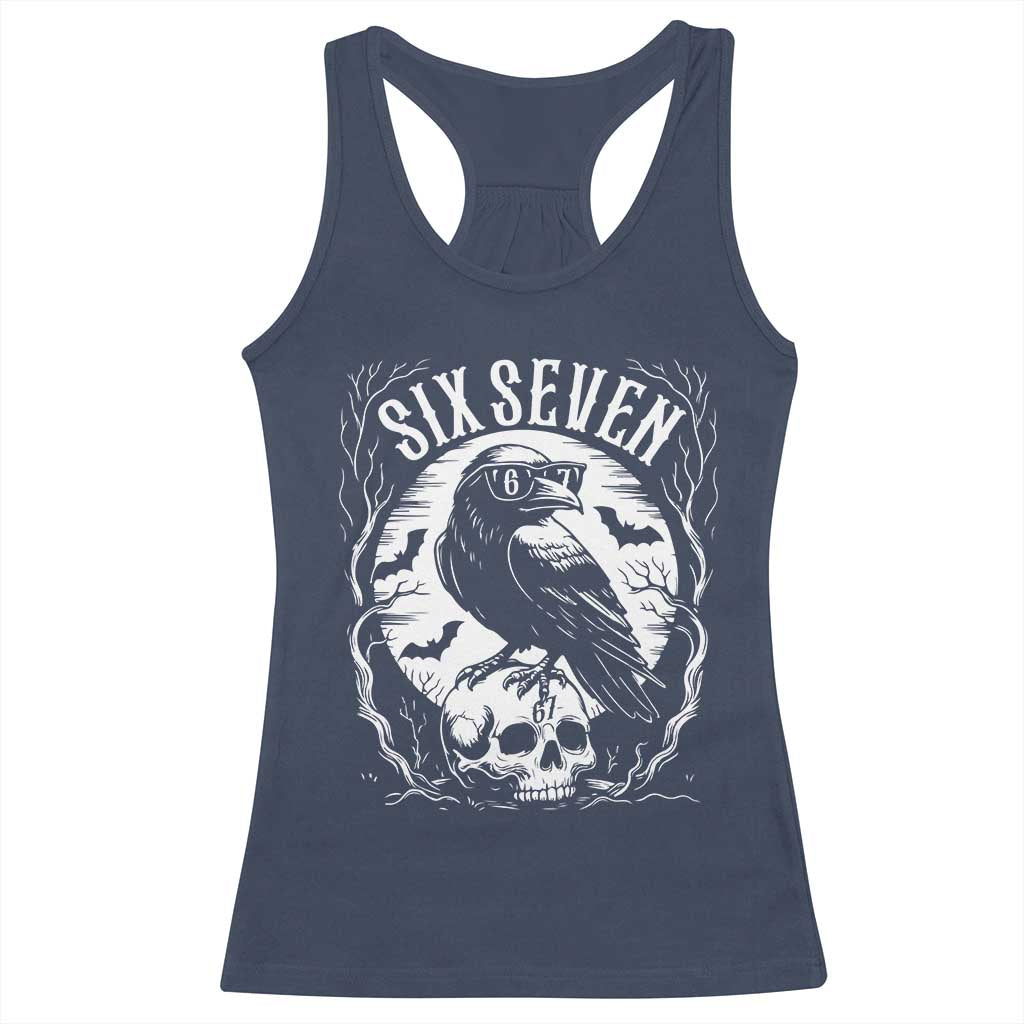 Gothic Raven Brainrot Six Seven Racerback Tank Top Gen Z Alpha Gift TS12 Navy Print Your Wear