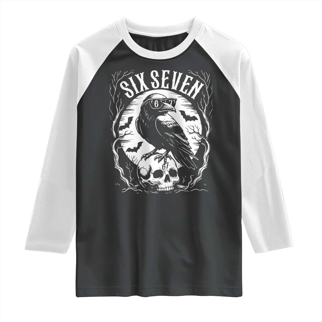 Gothic Raven Brainrot Six Seven Raglan Shirt Gen Z Alpha Gift TS12 Black White Print Your Wear