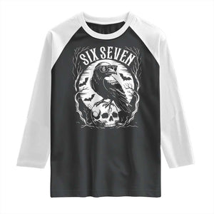 Gothic Raven Brainrot Six Seven Raglan Shirt Gen Z Alpha Gift TS12 Black White Print Your Wear