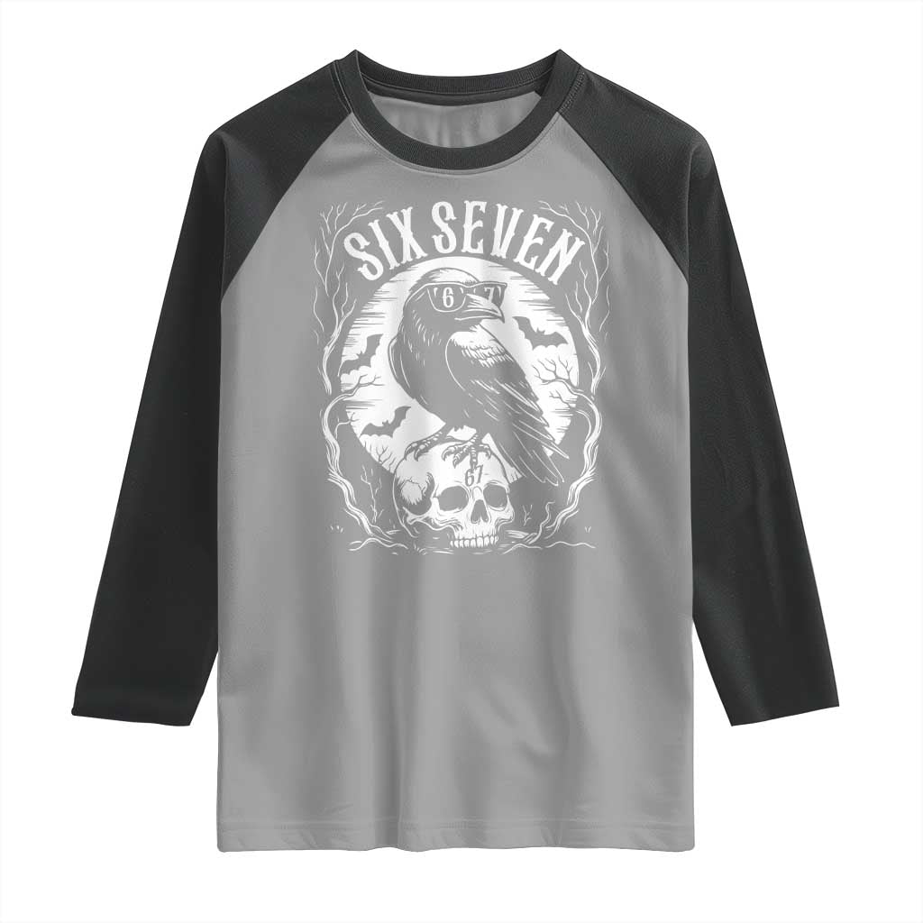 Gothic Raven Brainrot Six Seven Raglan Shirt Gen Z Alpha Gift TS12 Sport Gray Black Print Your Wear
