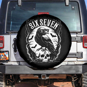Gothic Raven Brainrot Six Seven Spare Tire Cover Gen Z Alpha Gift TS12 No hole Black Print Your Wear
