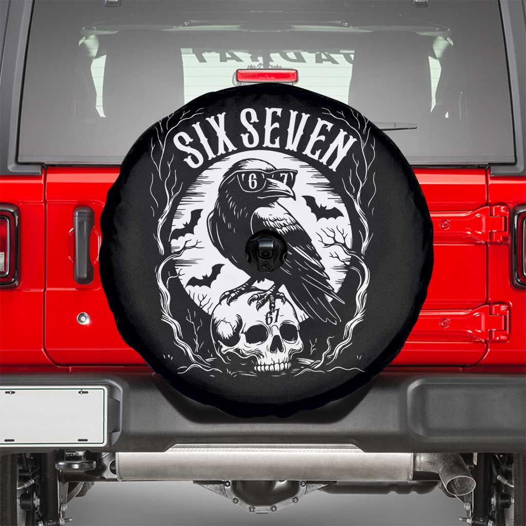 Gothic Raven Brainrot Six Seven Spare Tire Cover Gen Z Alpha Gift TS12 Black Print Your Wear