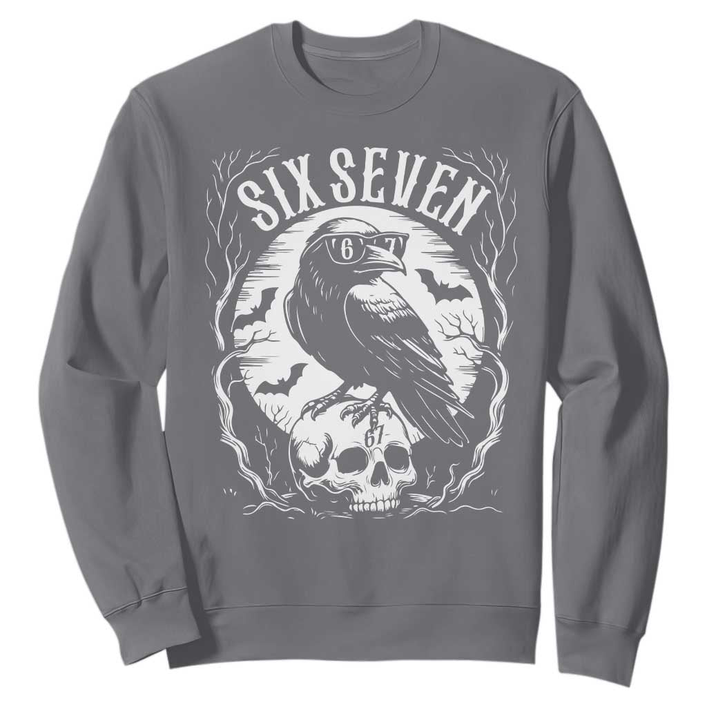 Gothic Raven Brainrot Six Seven Sweatshirt Gen Z Alpha Gift TS12 Charcoal Print Your Wear