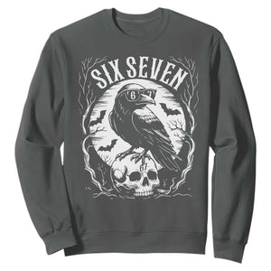 Gothic Raven Brainrot Six Seven Sweatshirt Gen Z Alpha Gift TS12 Dark Heather Print Your Wear