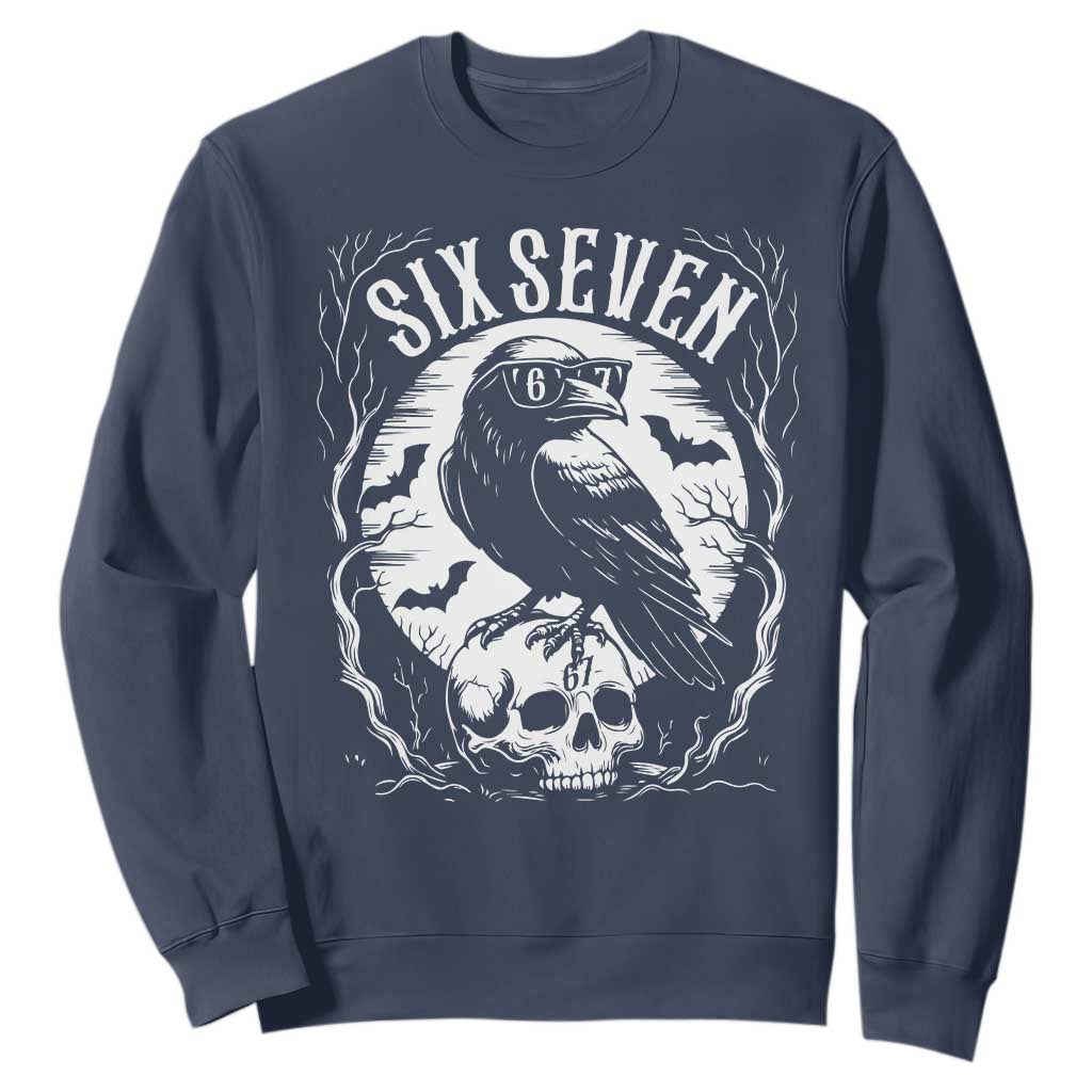 Gothic Raven Brainrot Six Seven Sweatshirt Gen Z Alpha Gift TS12 Navy Print Your Wear