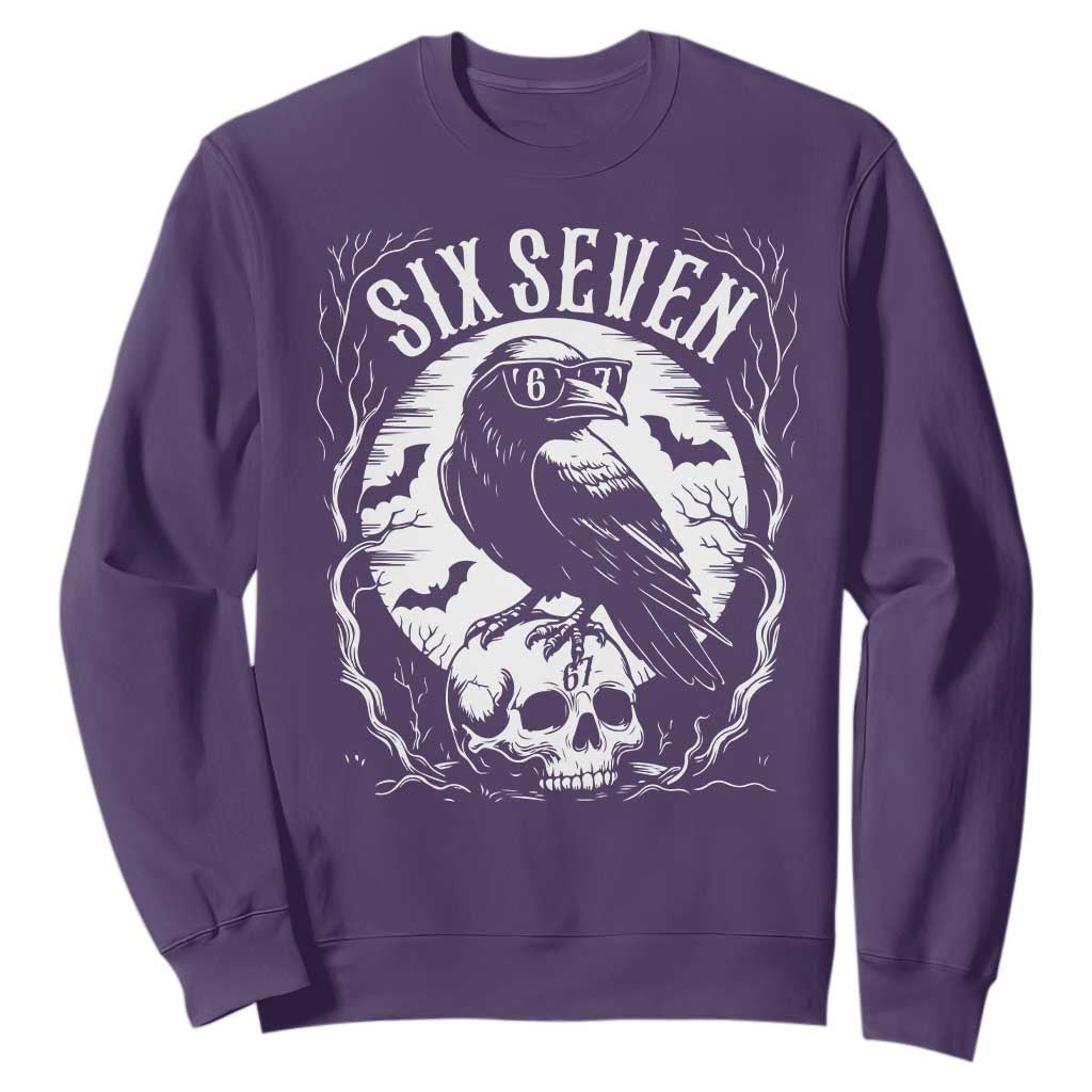 Gothic Raven Brainrot Six Seven Sweatshirt Gen Z Alpha Gift TS12 Purple Print Your Wear
