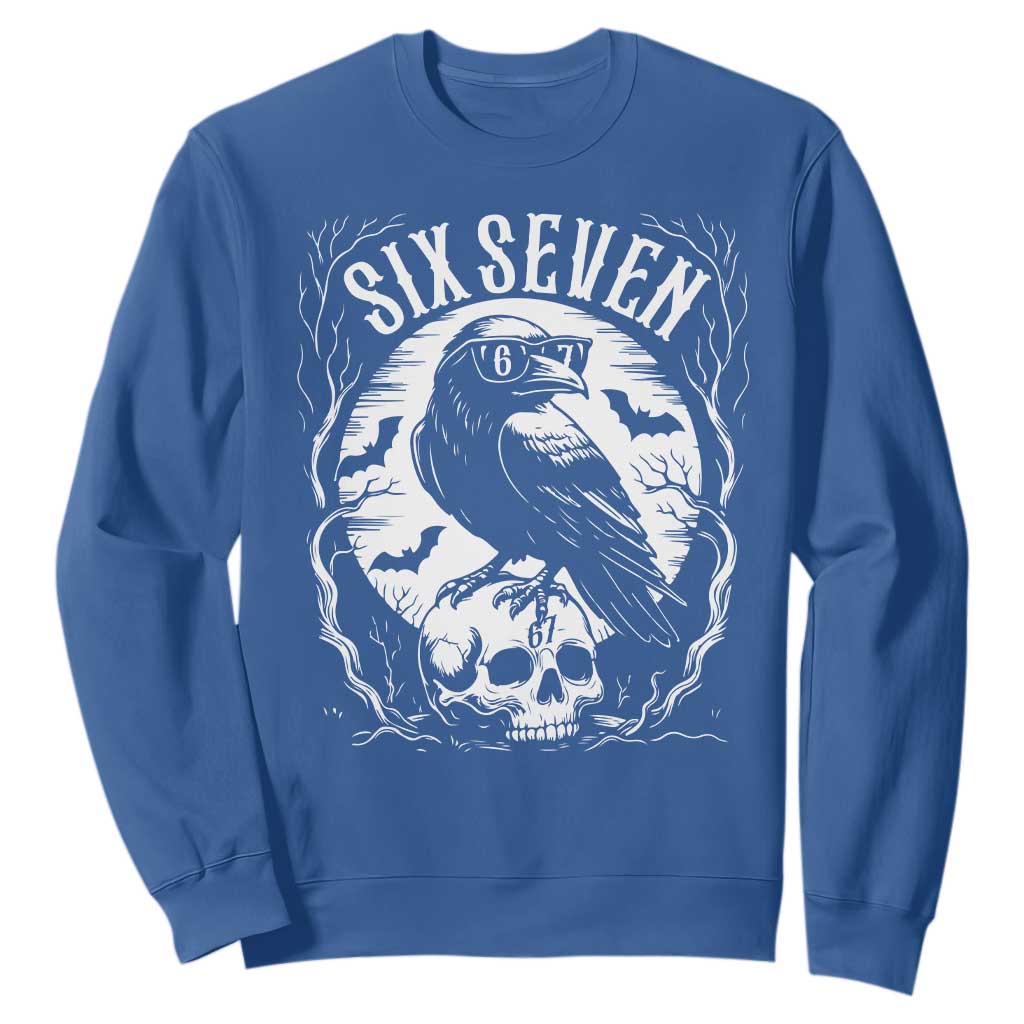 Gothic Raven Brainrot Six Seven Sweatshirt Gen Z Alpha Gift TS12 Royal Blue Print Your Wear