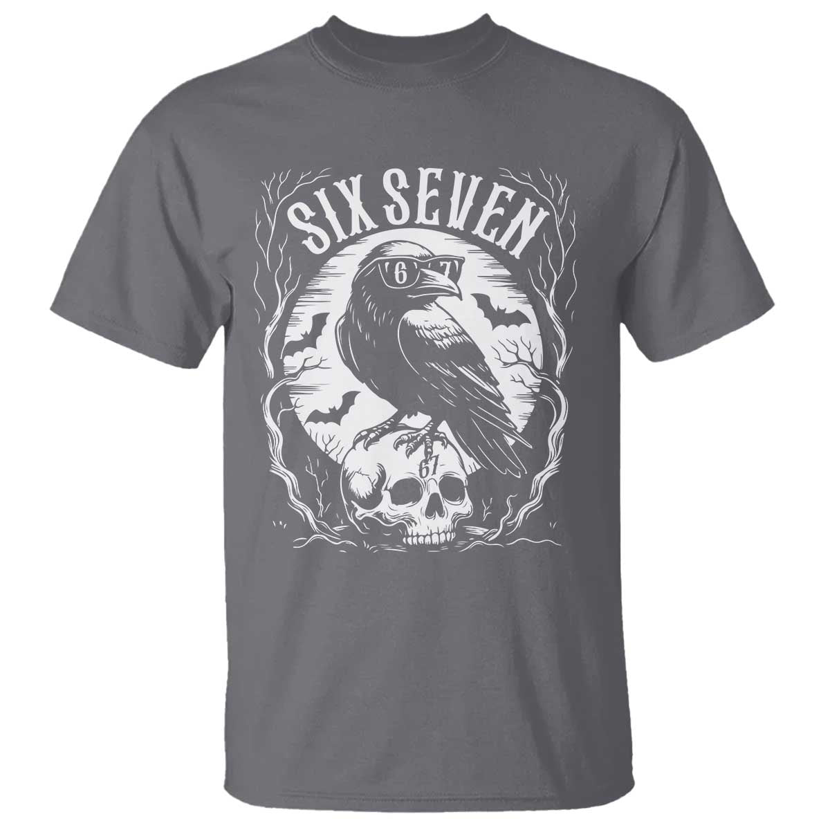 Gothic Raven Brainrot Six Seven T Shirt Gen Z Alpha Gift TS12 Charcoal Print Your Wear