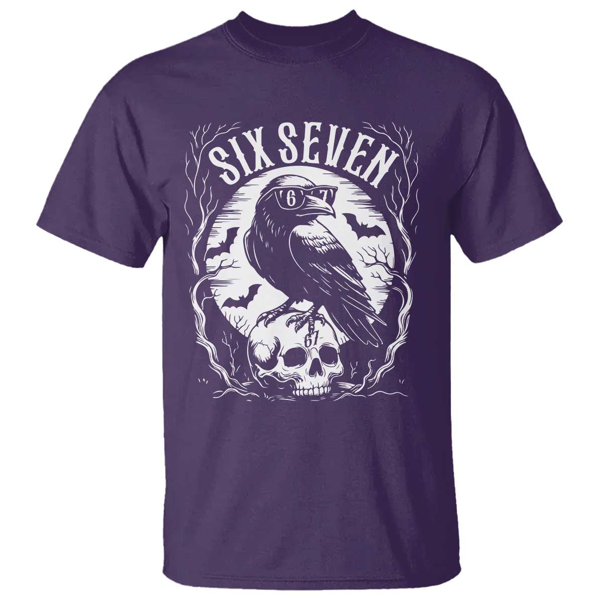 Gothic Raven Brainrot Six Seven T Shirt Gen Z Alpha Gift TS12 Purple Print Your Wear