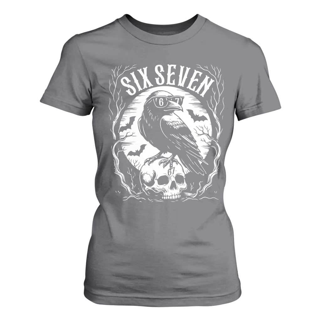 Gothic Raven Brainrot Six Seven T Shirt For Women Gen Z Alpha Gift TS12 Charcoal Print Your Wear
