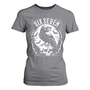 Gothic Raven Brainrot Six Seven T Shirt For Women Gen Z Alpha Gift TS12 Charcoal Print Your Wear
