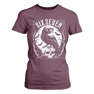 Gothic Raven Brainrot Six Seven T Shirt For Women Gen Z Alpha Gift TS12 Maroon Print Your Wear