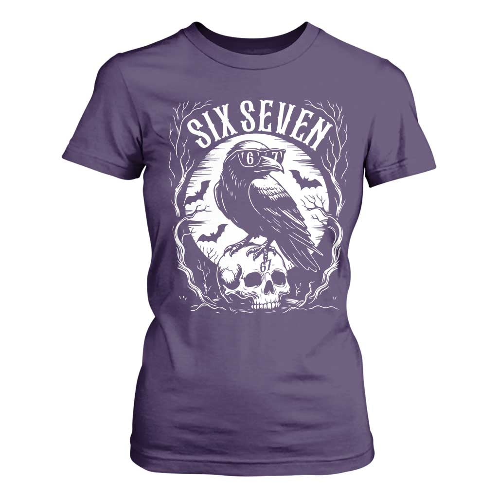 Gothic Raven Brainrot Six Seven T Shirt For Women Gen Z Alpha Gift TS12 Purple Print Your Wear
