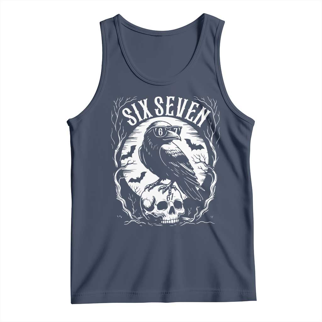 Gothic Raven Brainrot Six Seven Tank Top Gen Z Alpha Gift TS12 Navy Print Your Wear