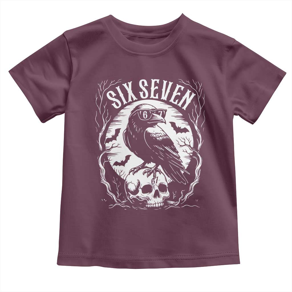 Gothic Raven Brainrot Six Seven Toddler T Shirt Gen Z Alpha Gift TS12 Maroon Print Your Wear