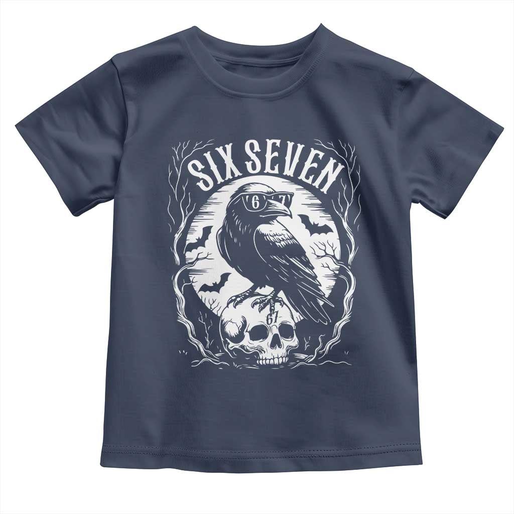 Gothic Raven Brainrot Six Seven Toddler T Shirt Gen Z Alpha Gift TS12 Navy Print Your Wear