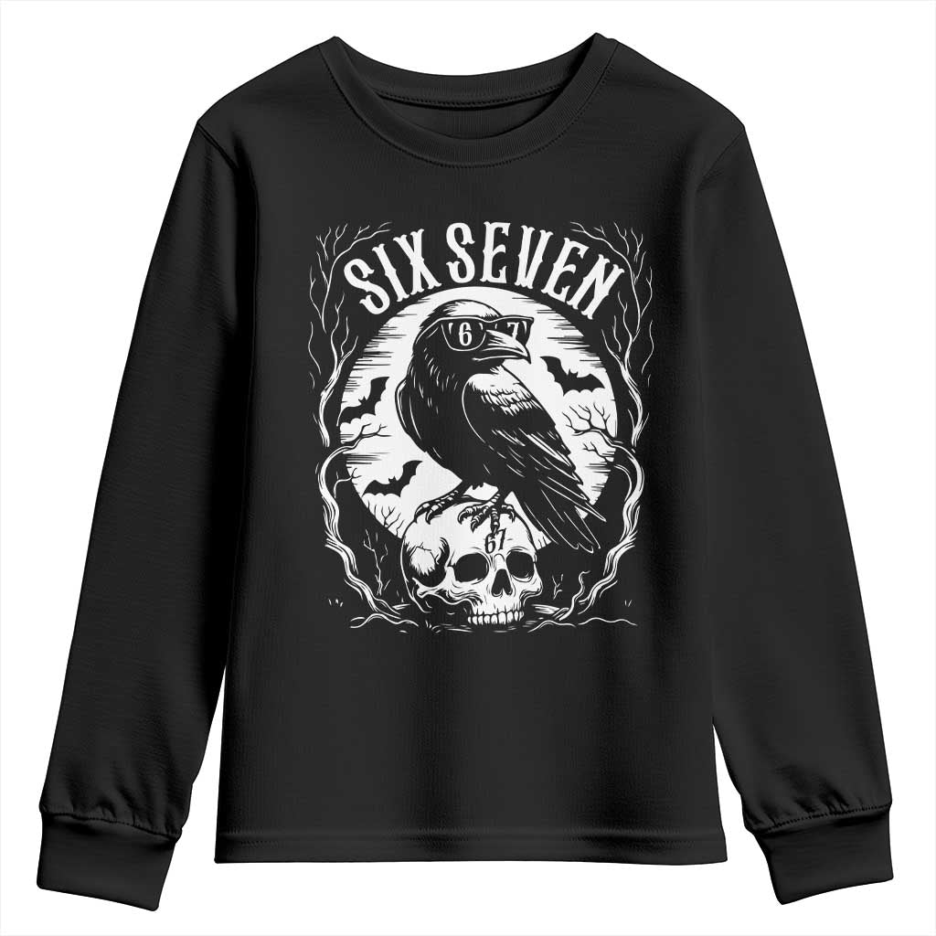 Gothic Raven Brainrot Six Seven Youth Sweatshirt Gen Z Alpha Gift TS12 Black Print Your Wear