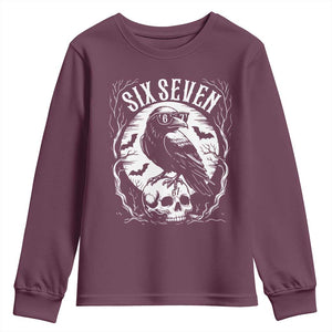Gothic Raven Brainrot Six Seven Youth Sweatshirt Gen Z Alpha Gift TS12 Maroon Print Your Wear
