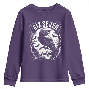 Gothic Raven Brainrot Six Seven Youth Sweatshirt Gen Z Alpha Gift TS12 Purple Print Your Wear