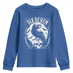 Gothic Raven Brainrot Six Seven Youth Sweatshirt Gen Z Alpha Gift TS12 Royal Blue Print Your Wear