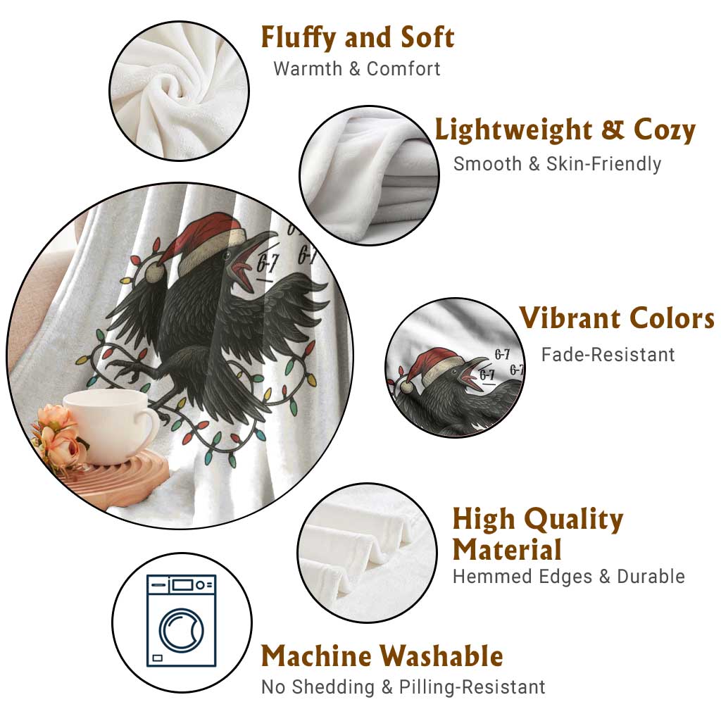 Funny Raven Six Seven Meme Throw Blanket Christmas Gift For Gen Z TS12 Print Your Wear