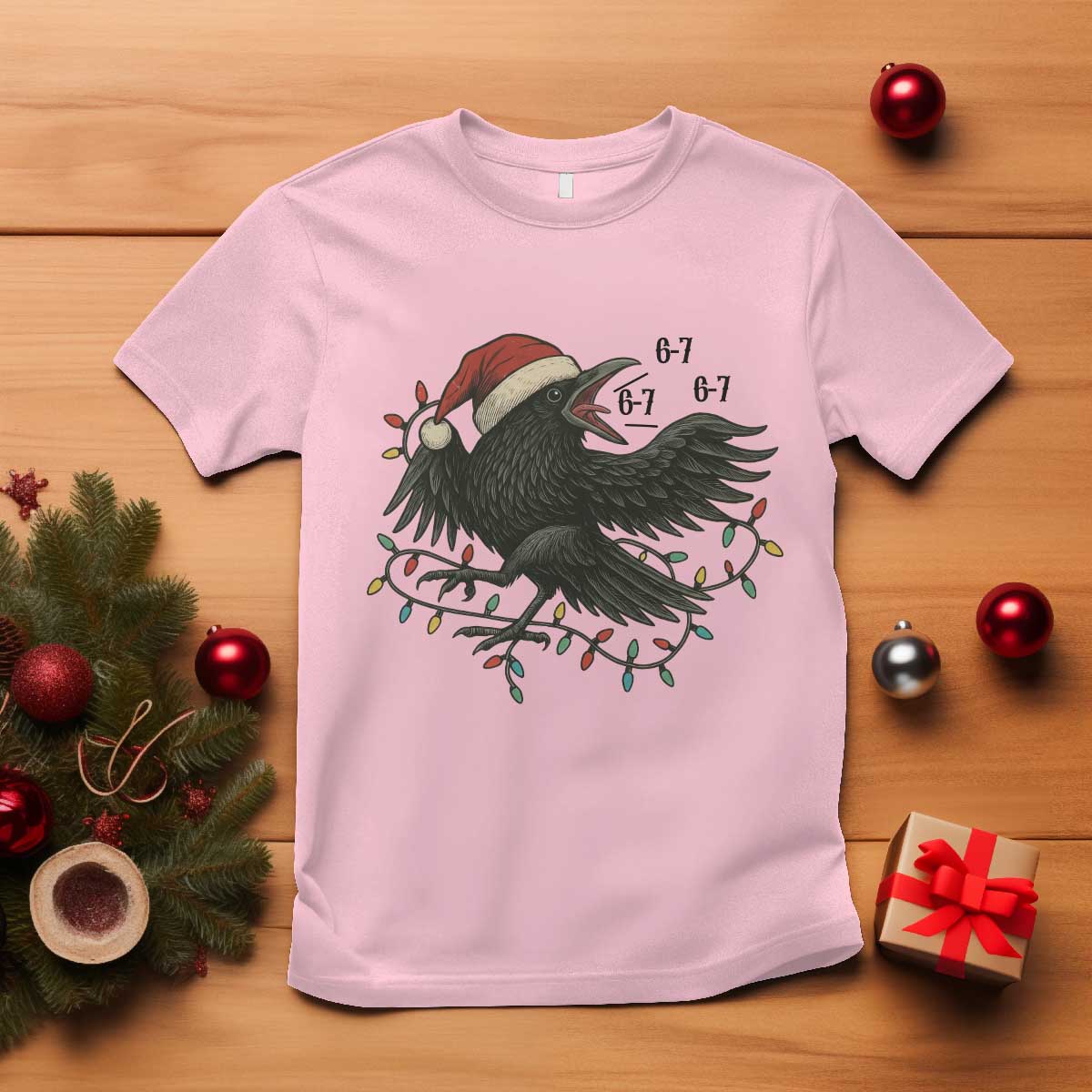 Funny Raven Six Seven Meme T Shirt Christmas Gift For Gen Z TS12 Light Pink Print Your Wear