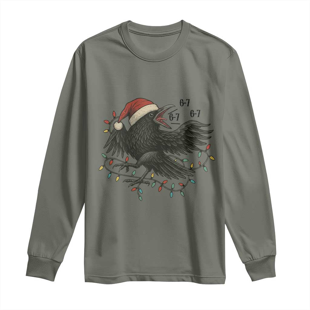 Funny Raven Six Seven Meme Long Sleeve Shirt Christmas Gift For Gen Z TS12 Military Green Print Your Wear