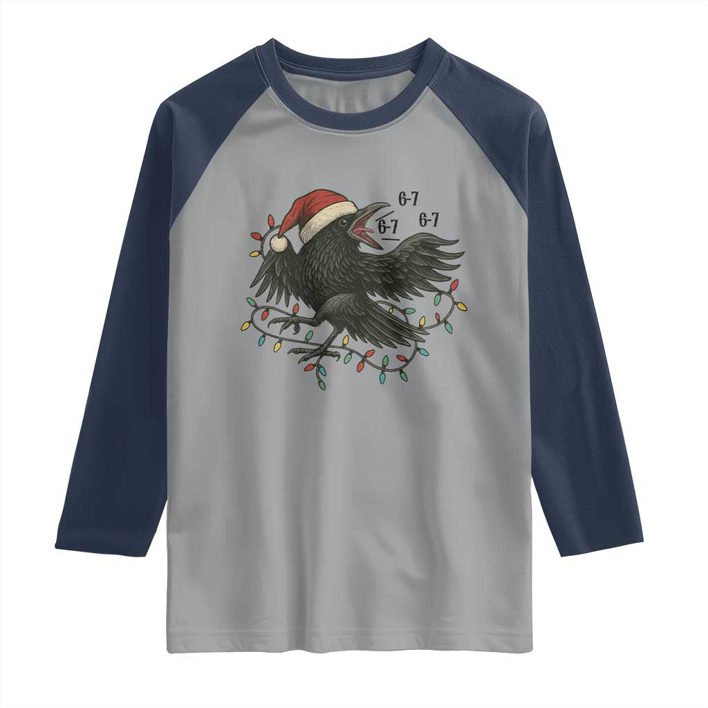Funny Raven Six Seven Meme Raglan Shirt Christmas Gift For Gen Z TS12 Sport Gray Navy Print Your Wear