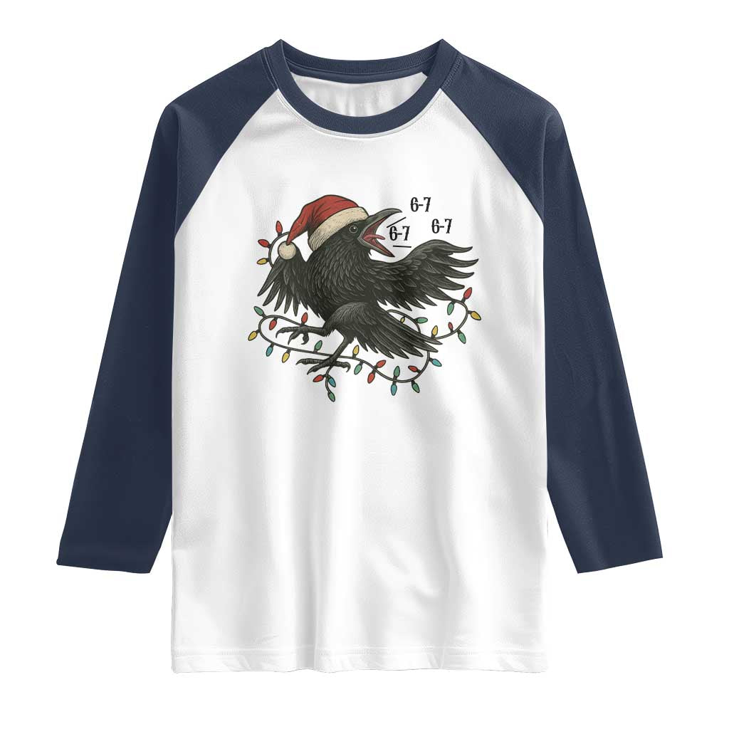 Funny Raven Six Seven Meme Raglan Shirt Christmas Gift For Gen Z TS12 White Navy Print Your Wear