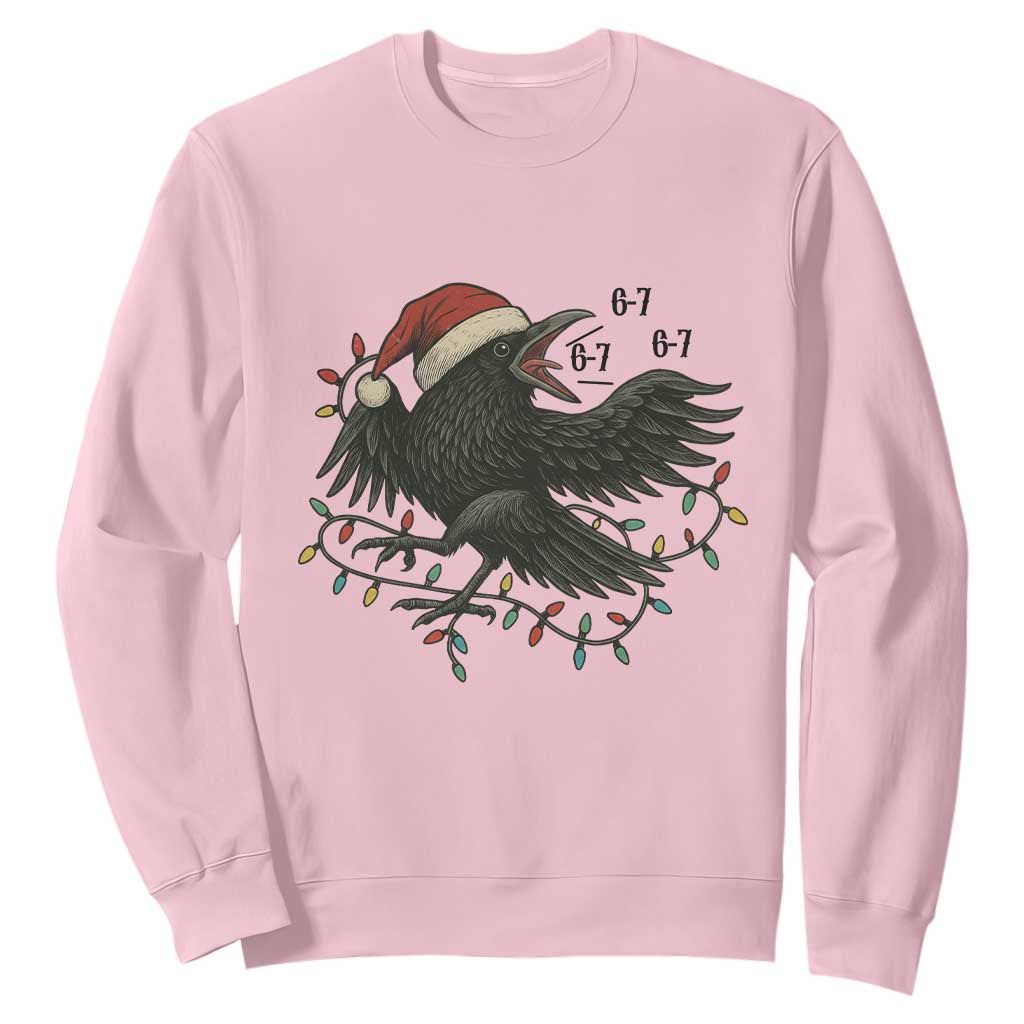 Funny Raven Six Seven Meme Sweatshirt Christmas Gift For Gen Z TS12 Light Pink Print Your Wear