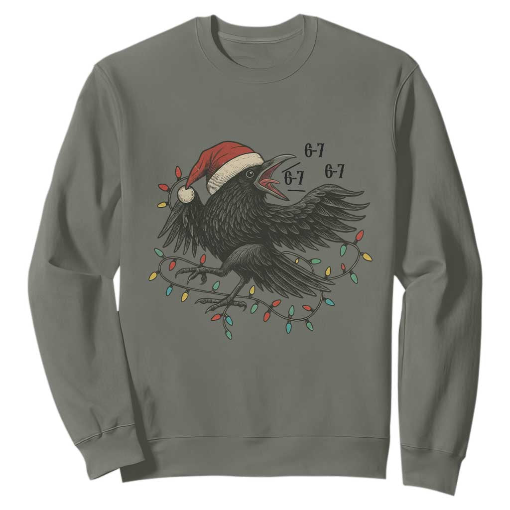 Funny Raven Six Seven Meme Sweatshirt Christmas Gift For Gen Z TS12 Military Green Print Your Wear