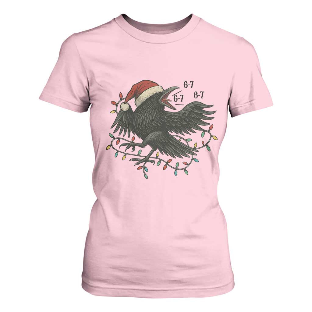 Funny Raven Six Seven Meme T Shirt For Women Christmas Gift For Gen Z TS12 Light Pink Print Your Wear