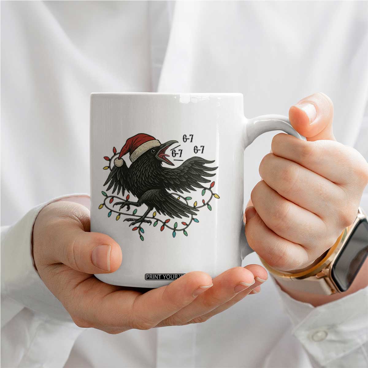Funny Raven Six Seven Meme Coffee Mug Christmas Gift For Gen Z TS12 Print Your Wear