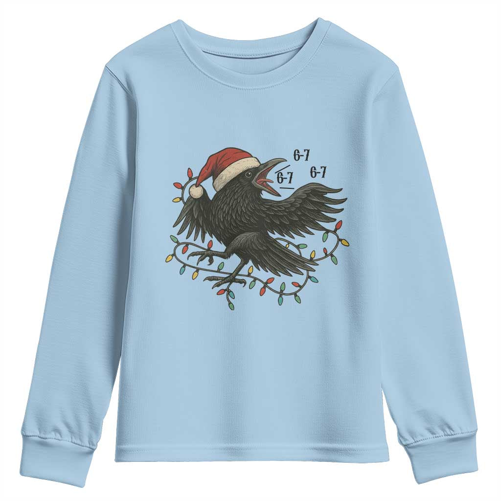 Funny Raven Six Seven Meme Youth Sweatshirt Christmas Gift For Gen Z TS12 Light Blue Print Your Wear